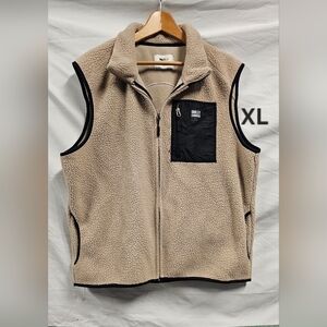 H&M Tan Fleece Vest with Black Pocket